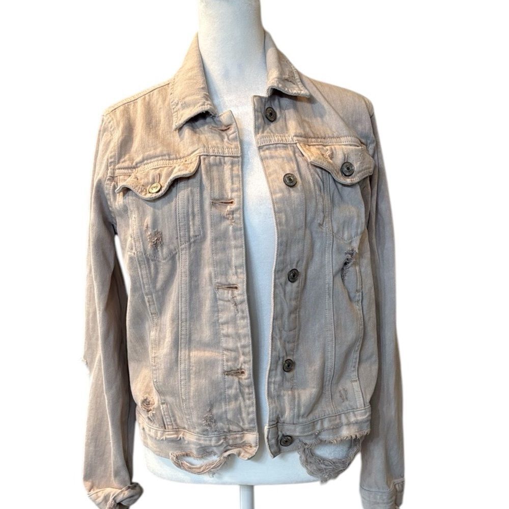 Abercrombie & Fitch Distressed Denim‎ Jacket Pink Faded Women's Size Med
